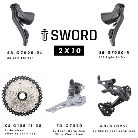 Microshift Sword 2x10 Groupset without Crankset